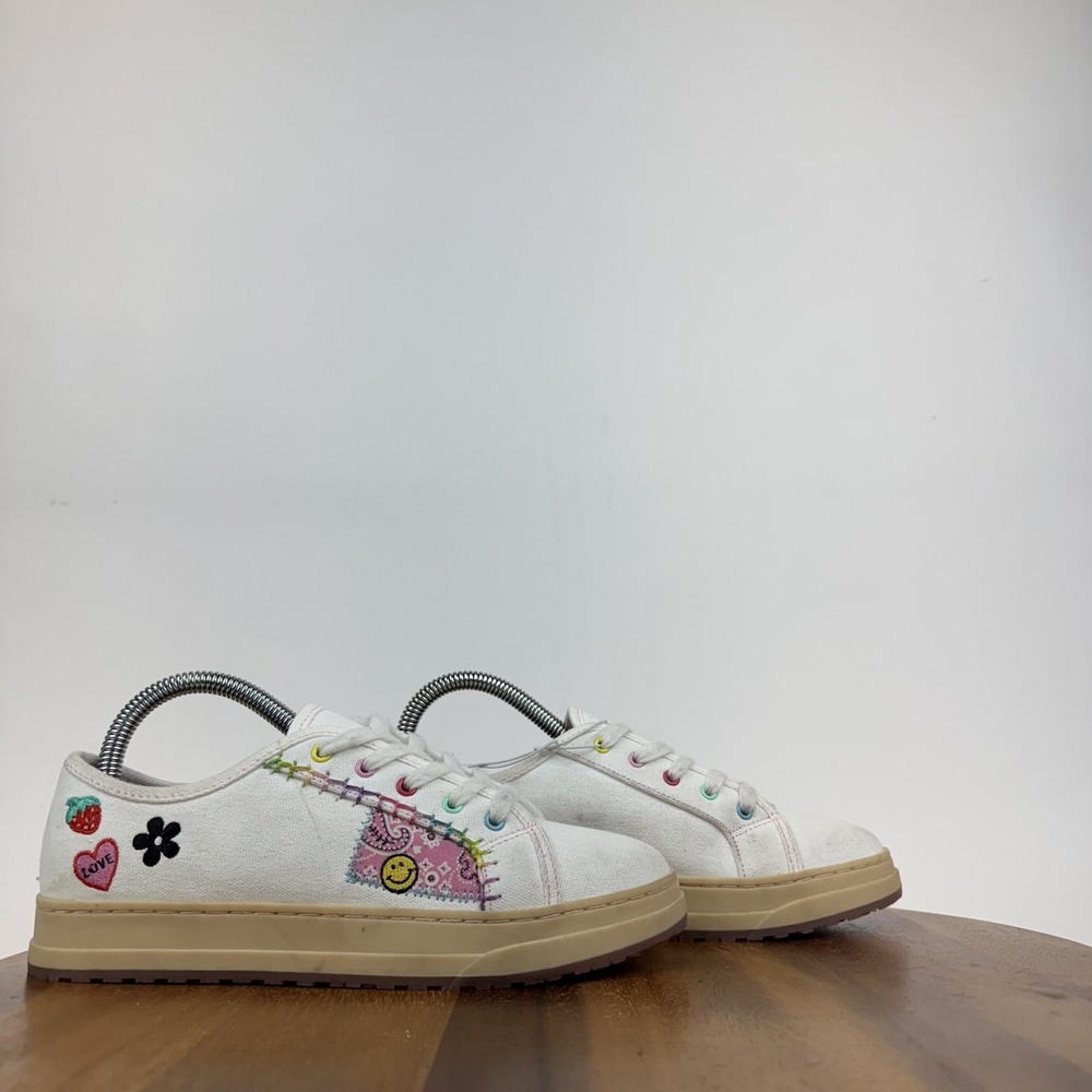 New Big Kids Steve Madden‎ JMitzi White Canvas Casual Comfort Sneakers Size 5 Y